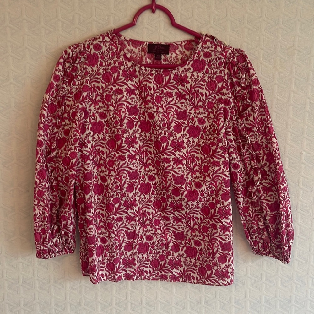 J.Crew liberty floral print 3/4 sleeve top